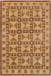 handmade Transitional Kafkaz Brown Beige Hand Knotted RECTANGLE 100% WOOL area rug 9 x 11
